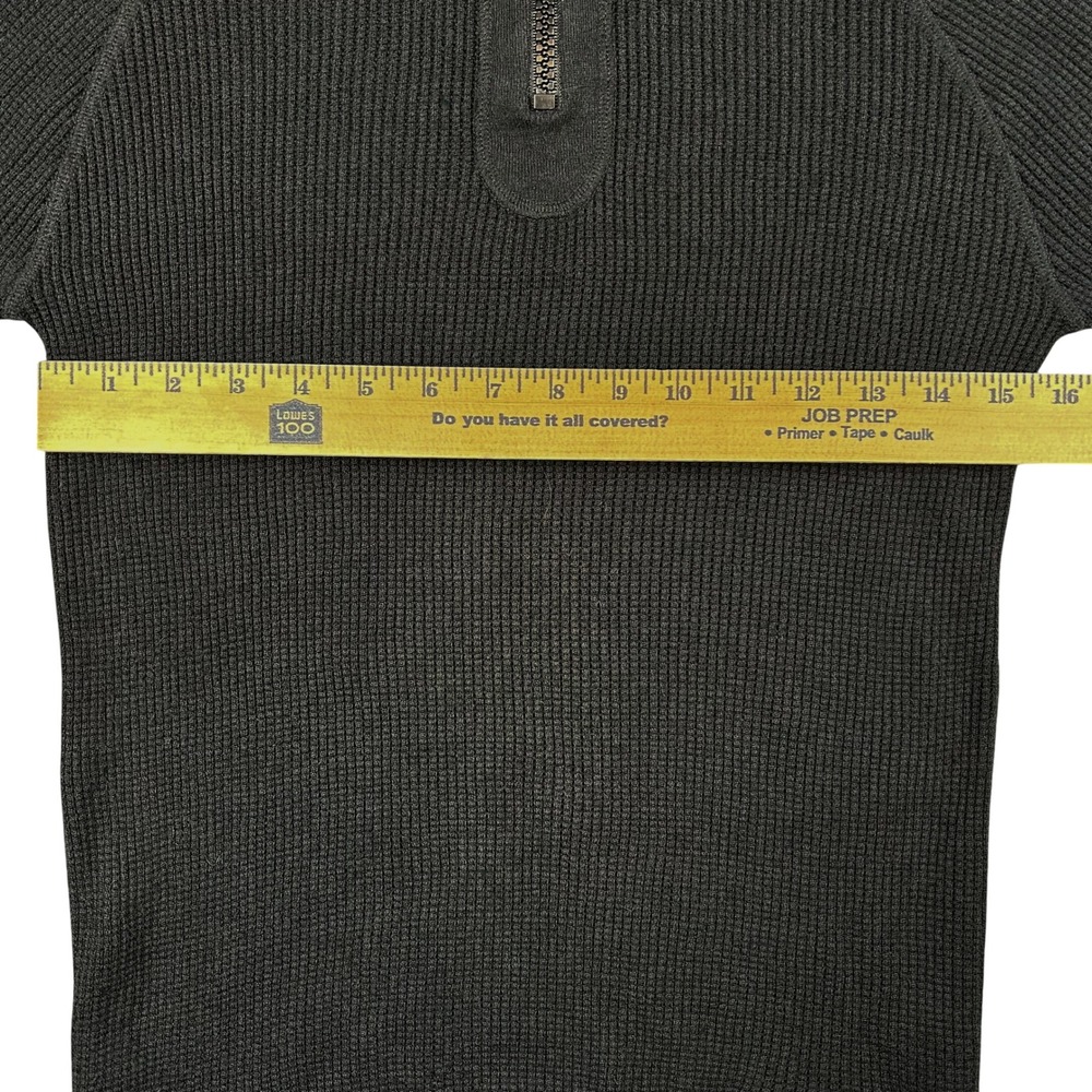 Vintage Burberry Tactical Quarter-Zip Ribbed Knit Wool Sweater Black Men's M - Picture 8 of 10